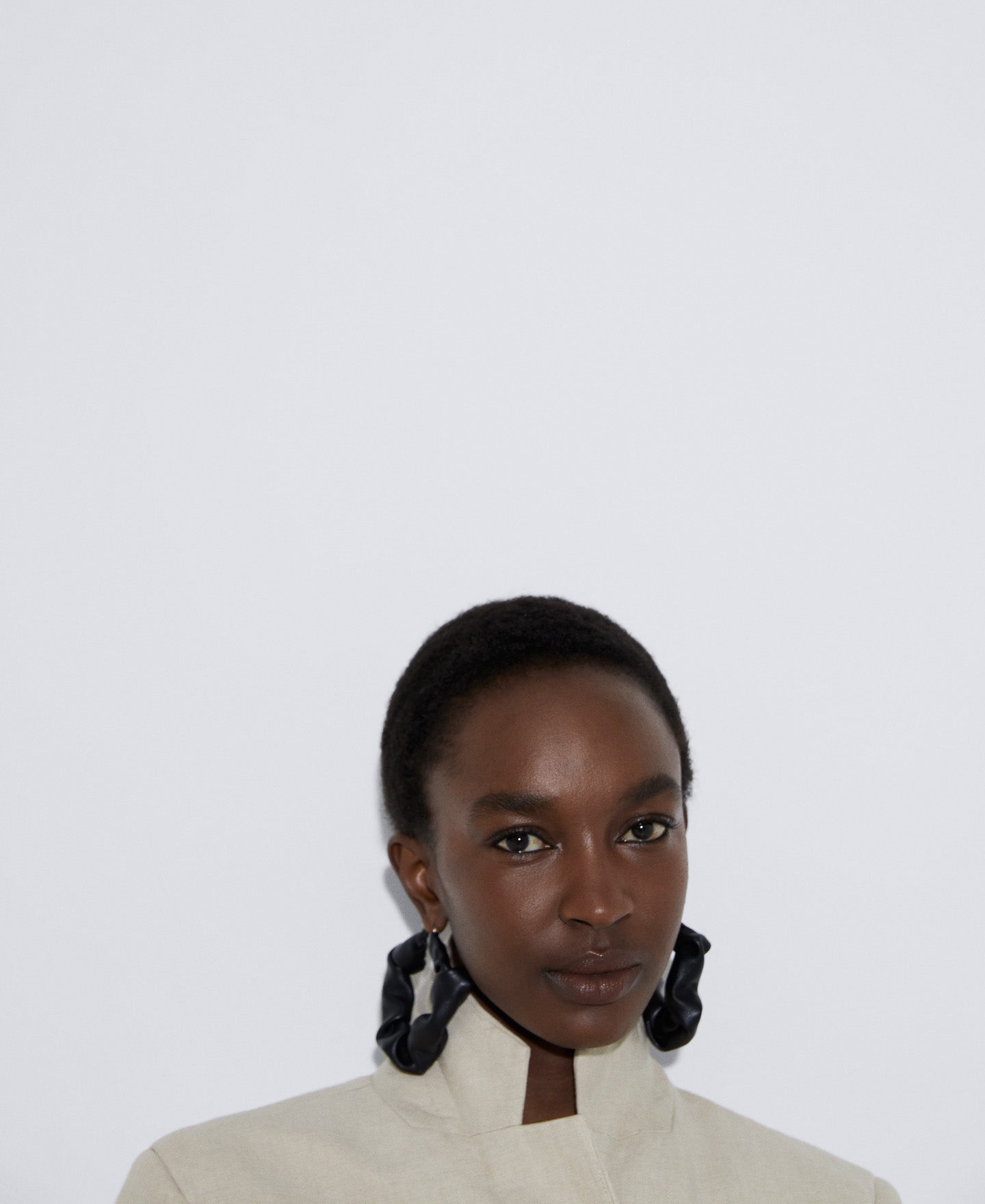 Black Leather Look Hoop Earrings