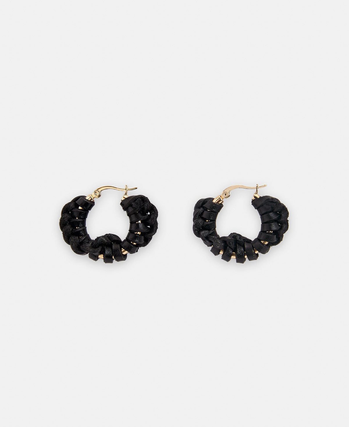 Black Braided Leather Hoop Earring
