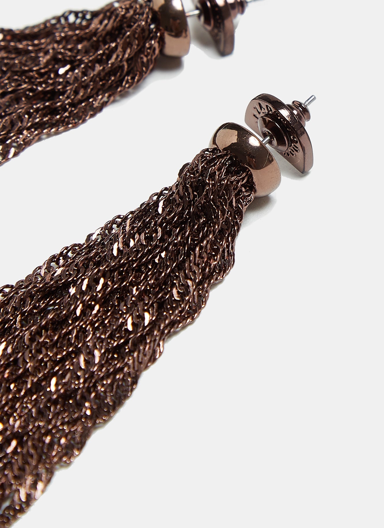 Gold Long Earrings With Metal Cascade