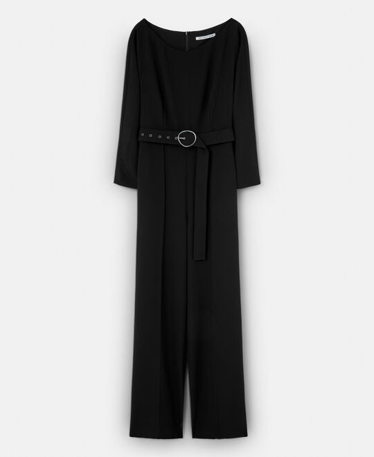 Black Straight Jumpsuit With Bateau Neckline