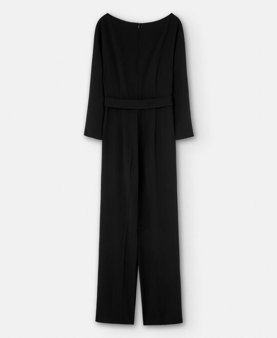 Black Straight Jumpsuit With Bateau Neckline