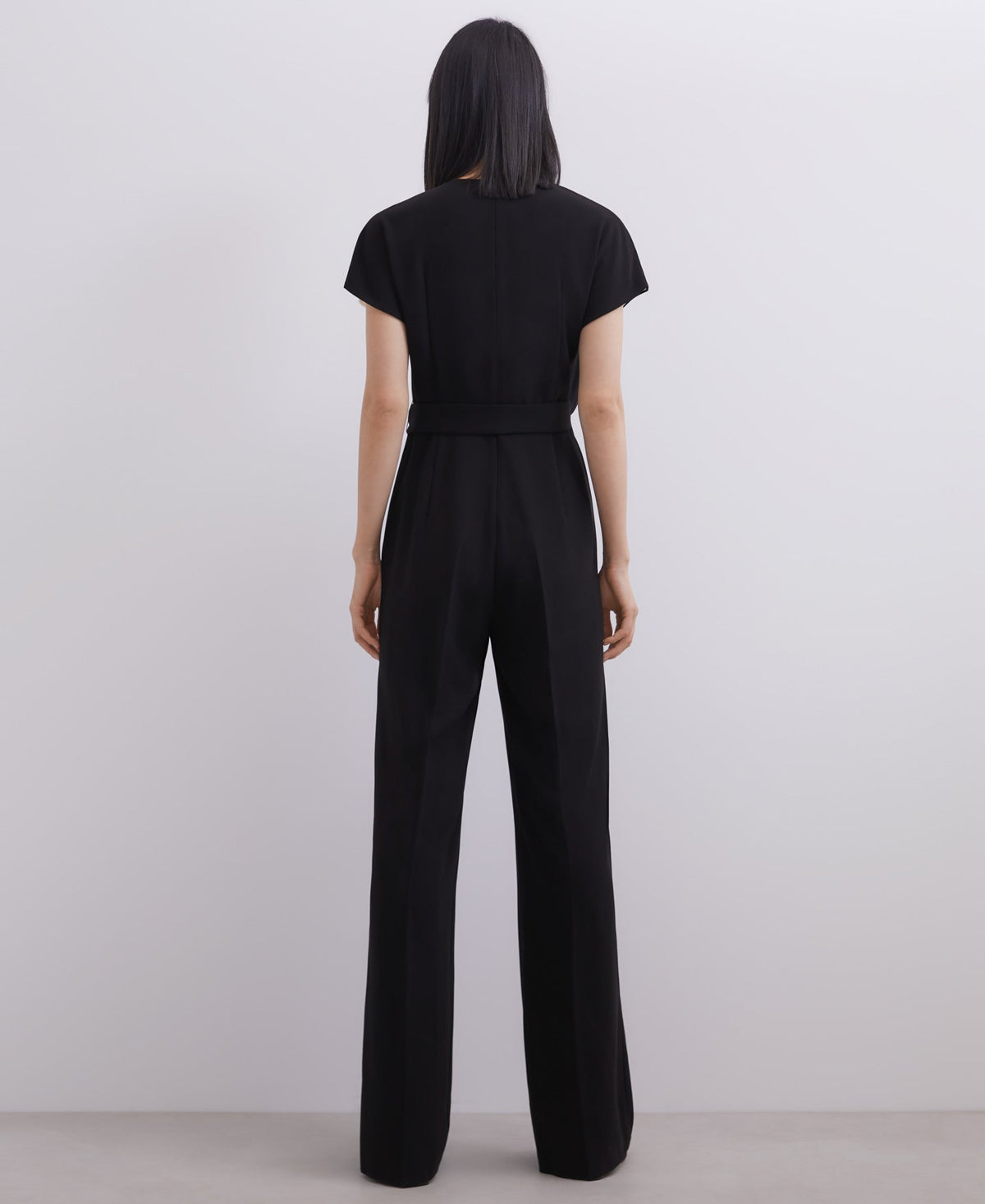 Black/White Straight Bicolour Jumpsuit With Belt