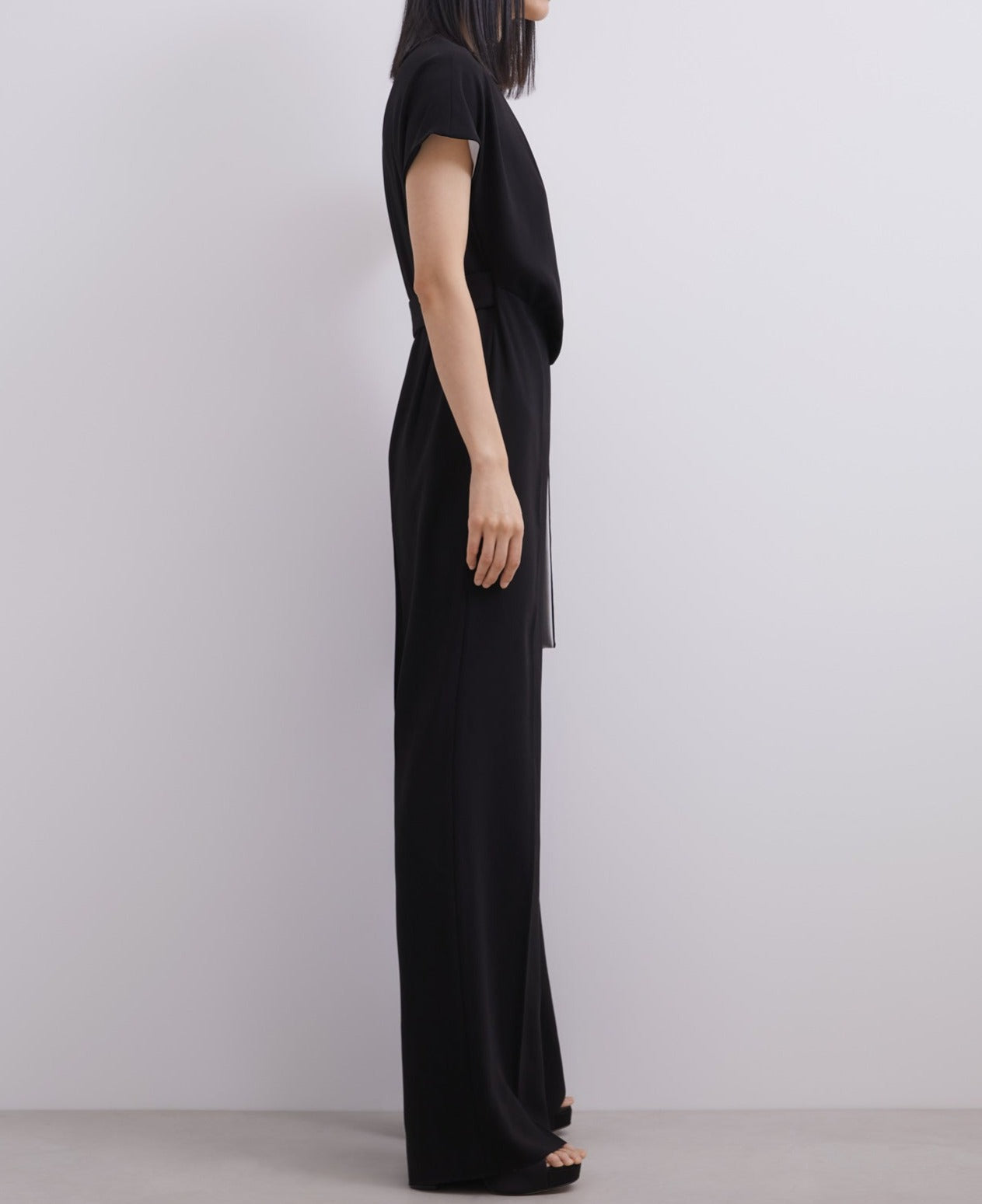 Black/White Straight Bicolour Jumpsuit With Belt