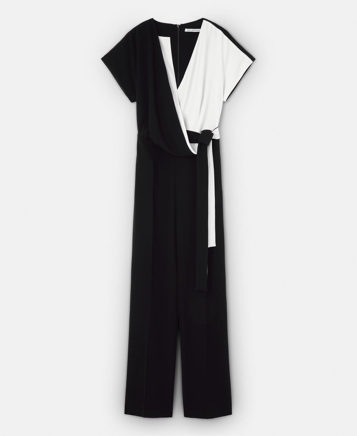 Black/White Straight Bicolour Jumpsuit With Belt