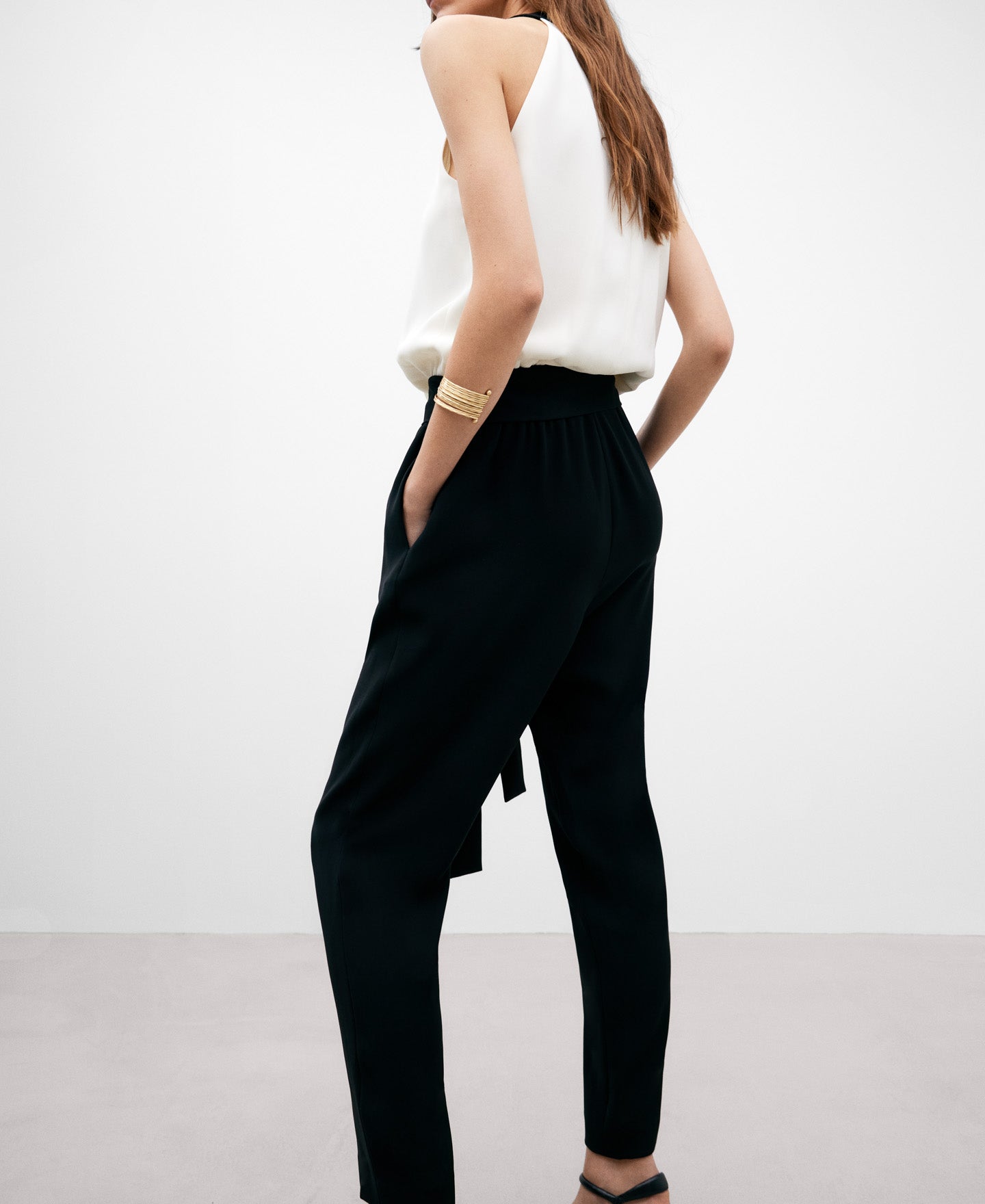 Black and White Draped Jumpsuit