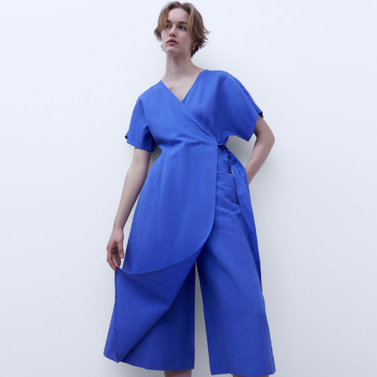 European Linen Jumpsuit - Dark Blue