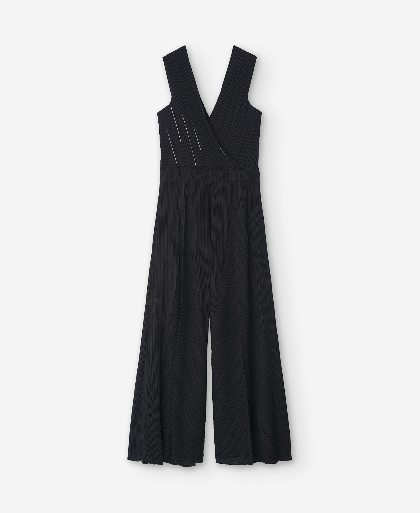 Black Crinkle Stitched Jumpsuit Woman