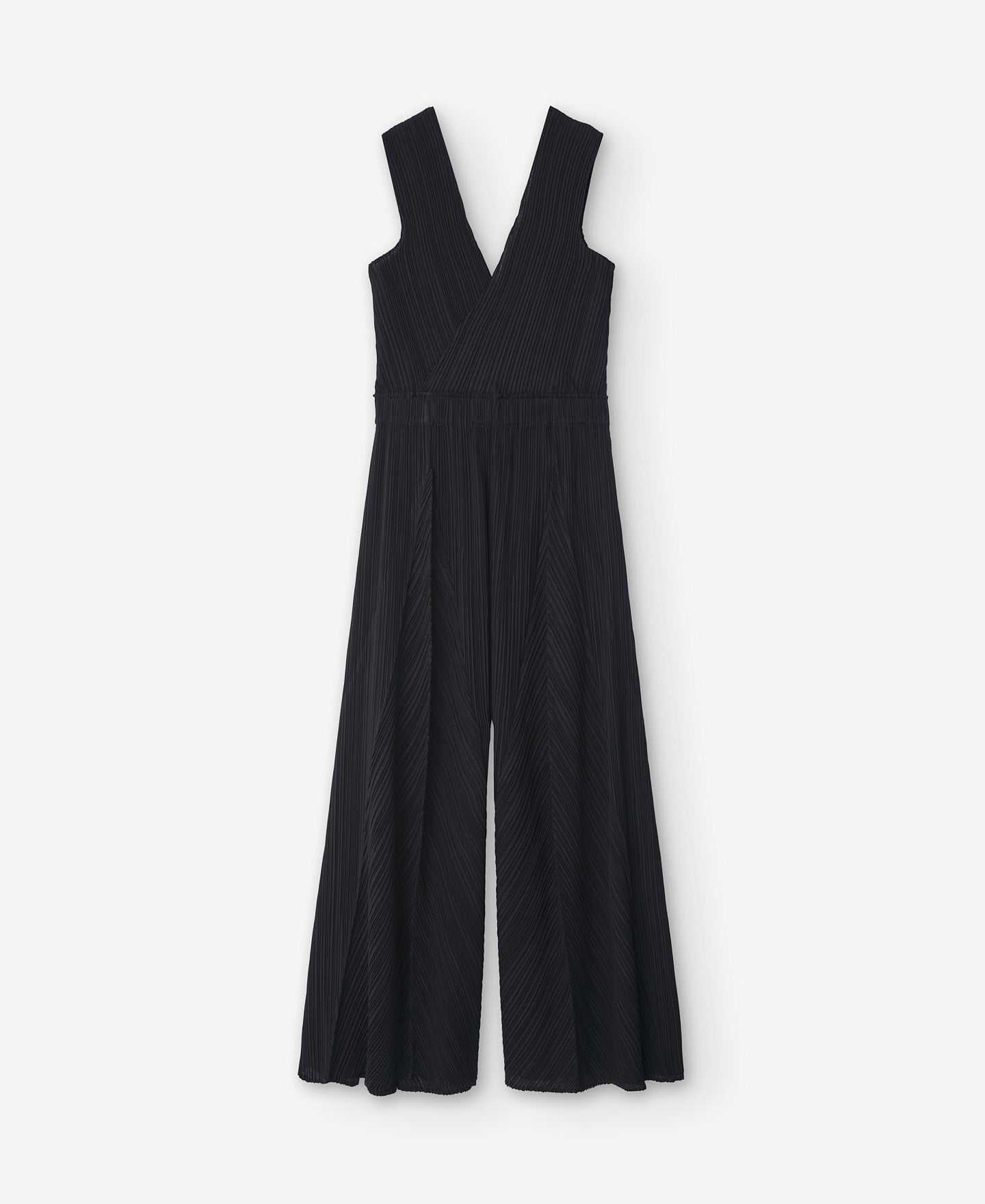Black Crinkle Stitched Jumpsuit Woman