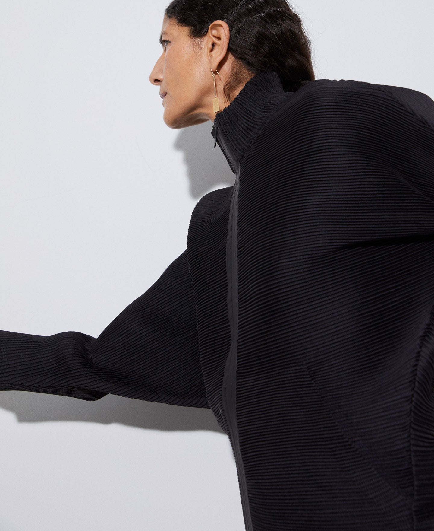 Black Crinkle Sweatshirt In Recycled Polyester