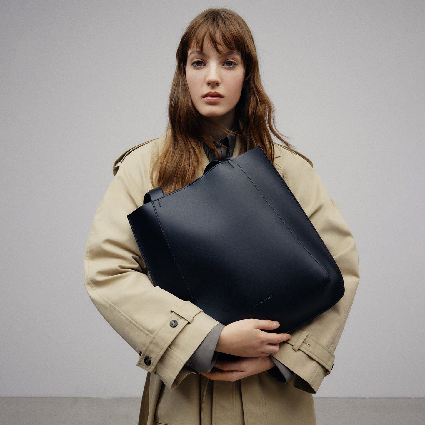 Leather  Black Shopper Bag