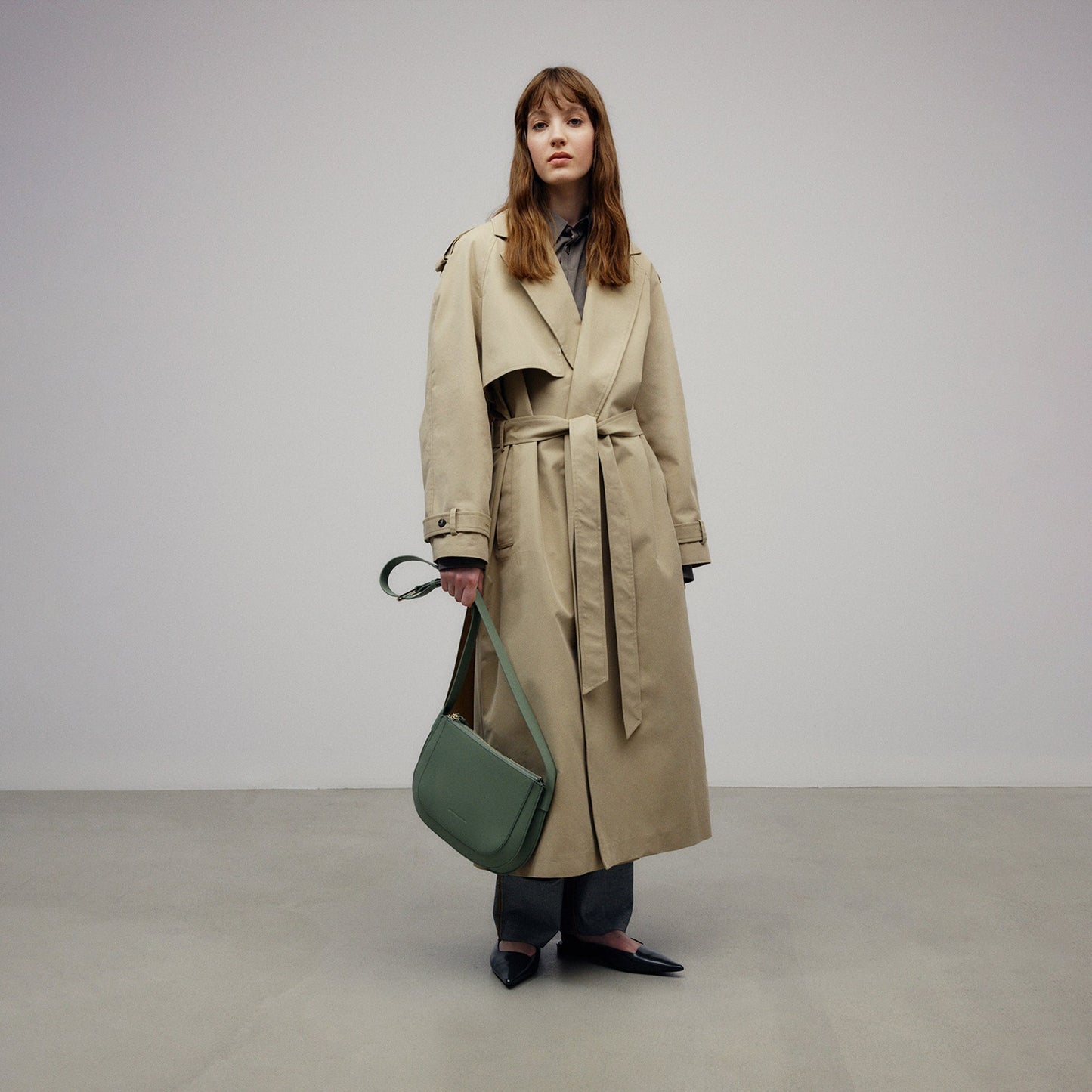 Light Green Genuine Leather Crossbody Bag