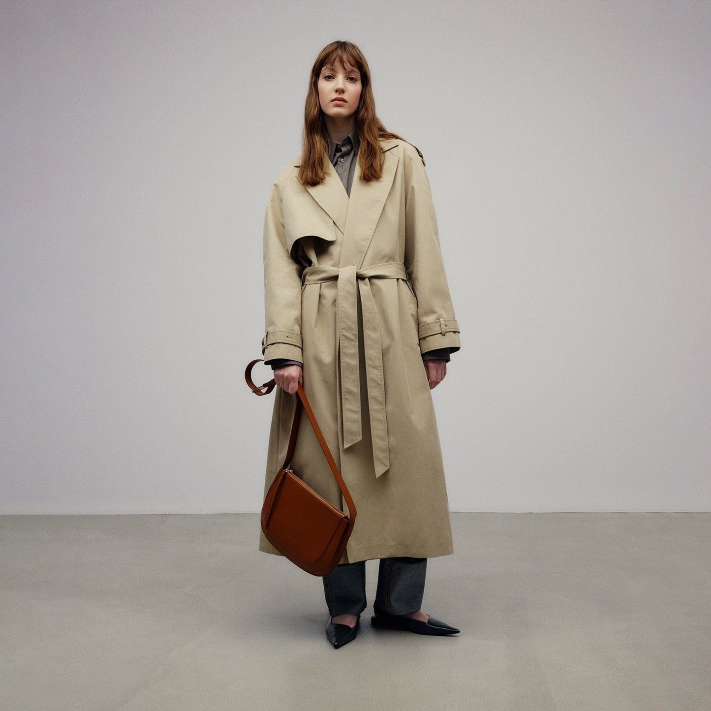 Dark Buff Brown Leather Crossbody