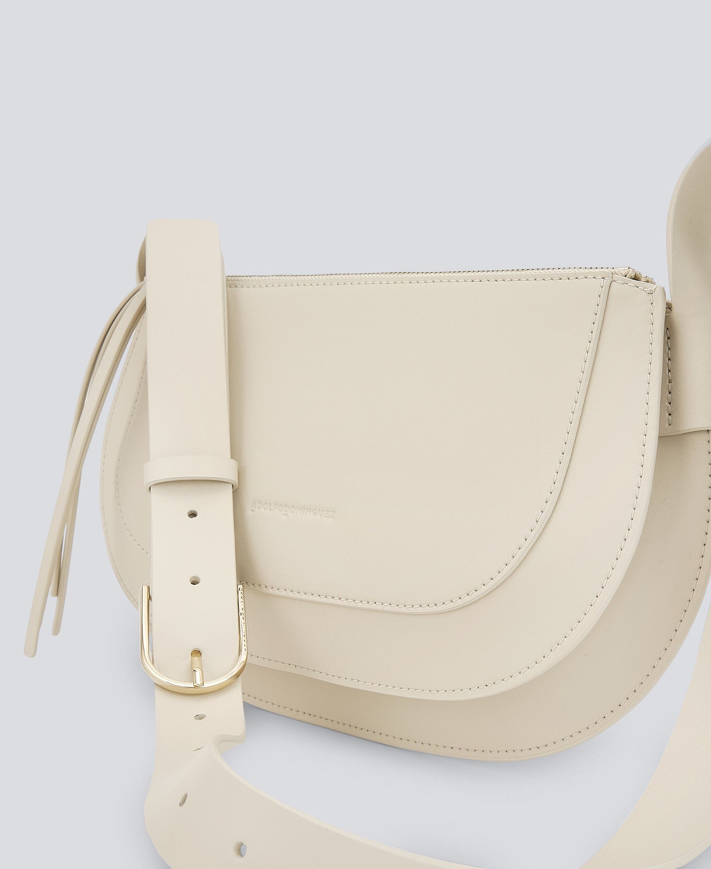Off White Beige Leather Baguette