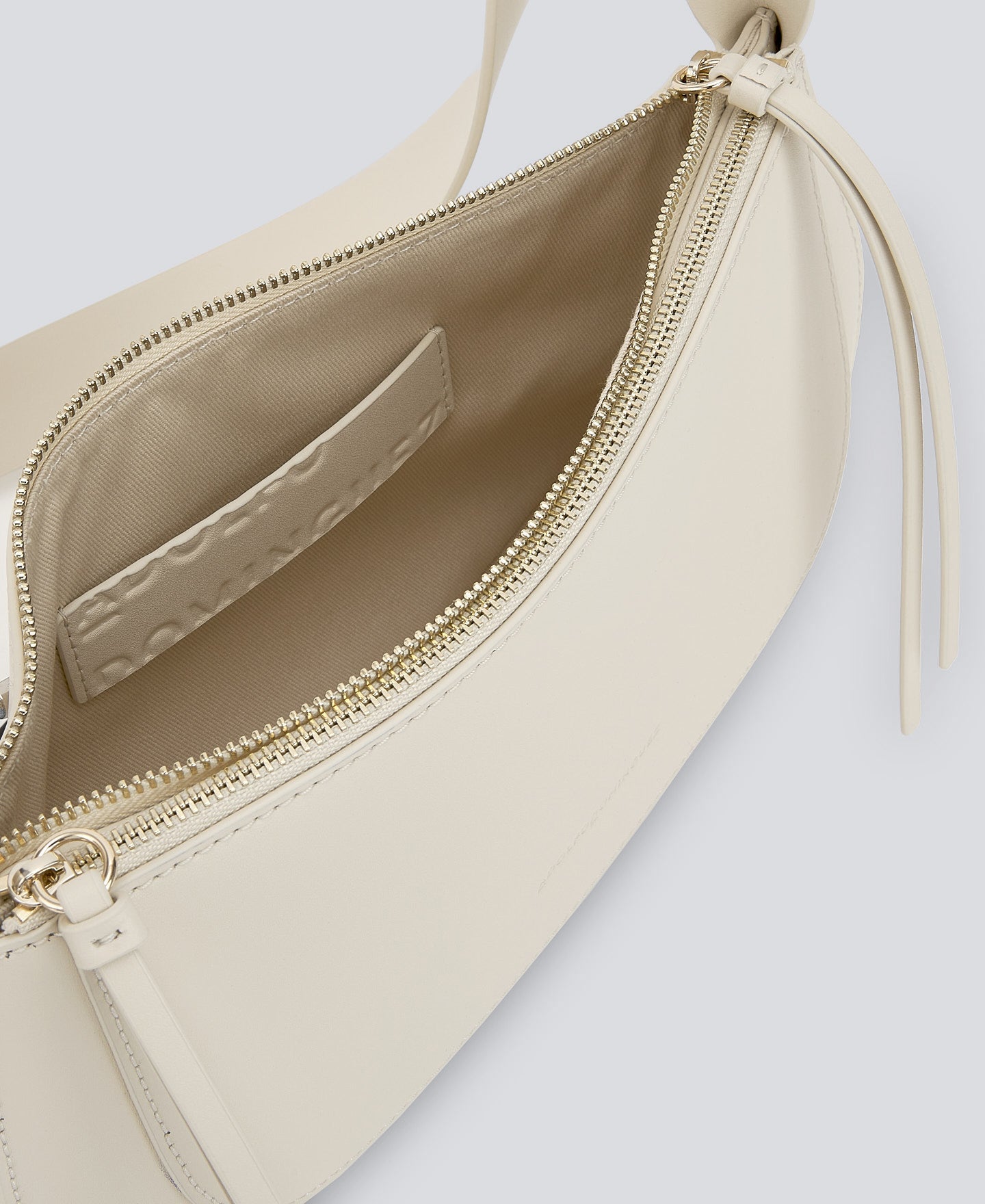 Off White Beige Leather Baguette