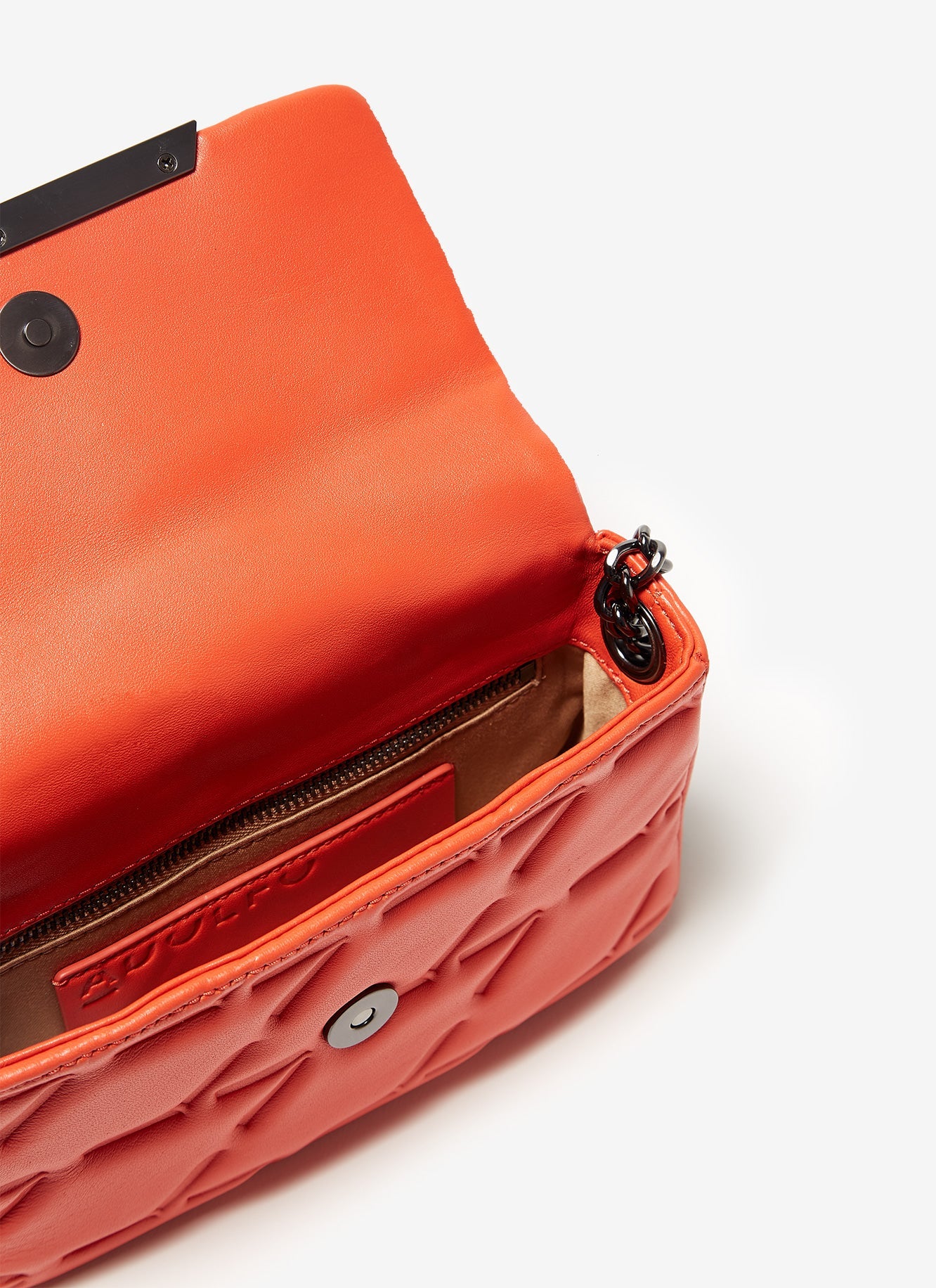 Orange Small Quilted Leather Flap Bag