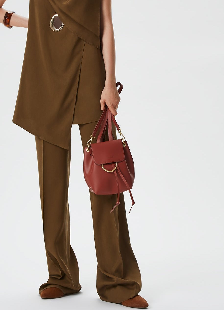 Orange Unlined Vachetta Leather Mini Backpack