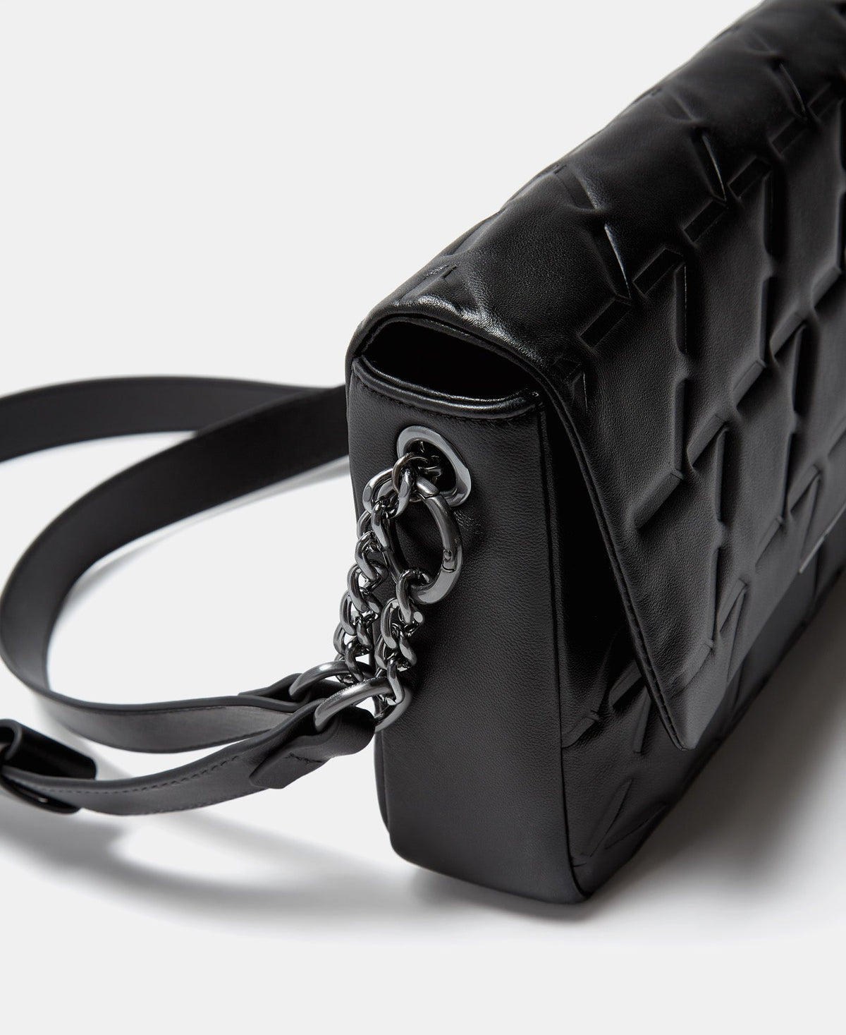 Black Padded Nappa Leather Shoulder Bag