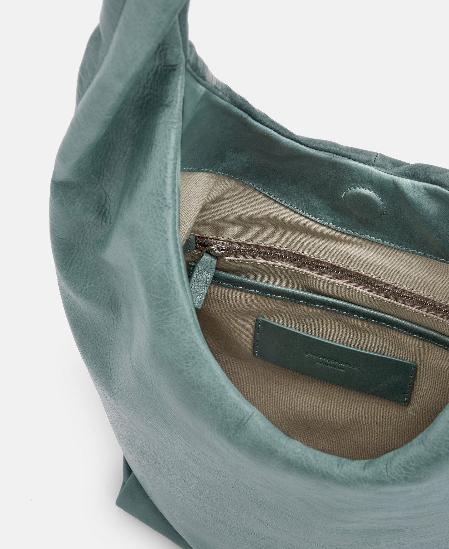 Light Green Semi-Gloss Crackled Leather Long Bag