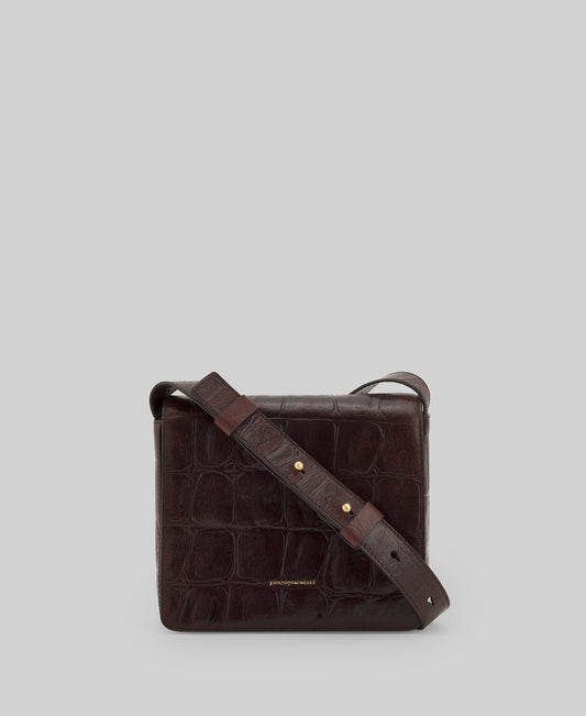 Leather coco shoulder bag woman in brown