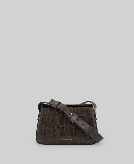 Leather coco mini shoulder bag woman in light grey