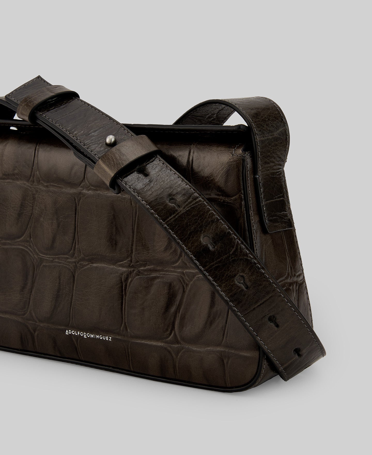 Leather coco mini shoulder bag woman in light grey