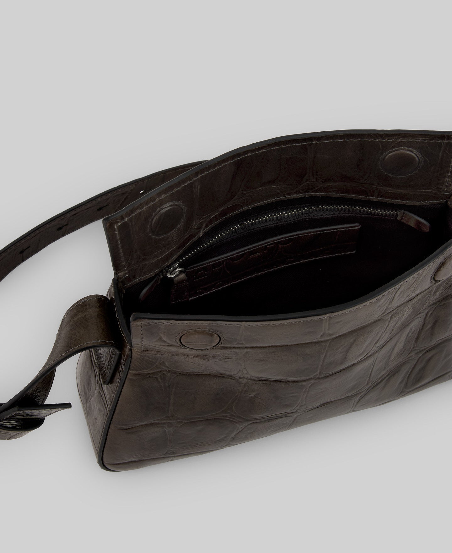 Leather coco mini shoulder bag woman in light grey