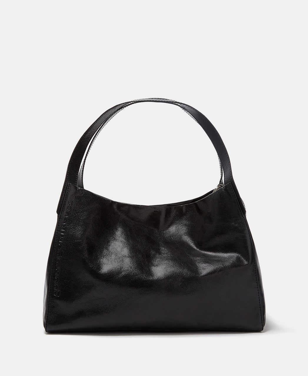 Black Crackle Leather Shopper Bag