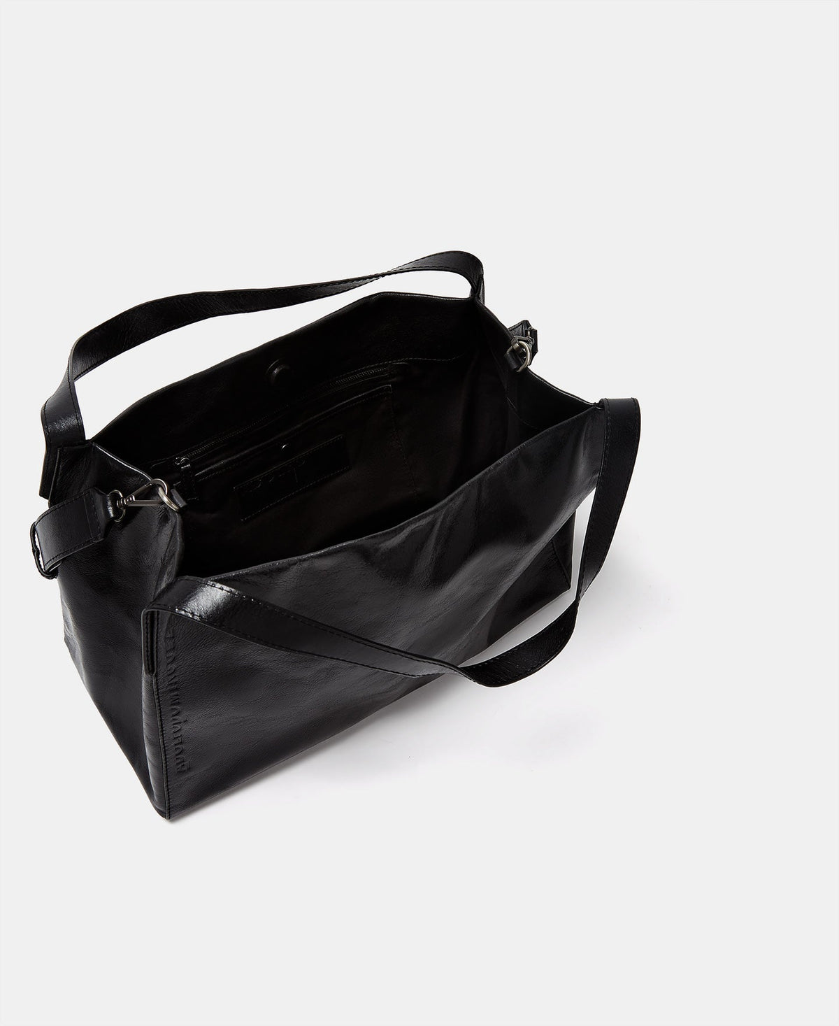 Black Crackle Leather Shopper Bag