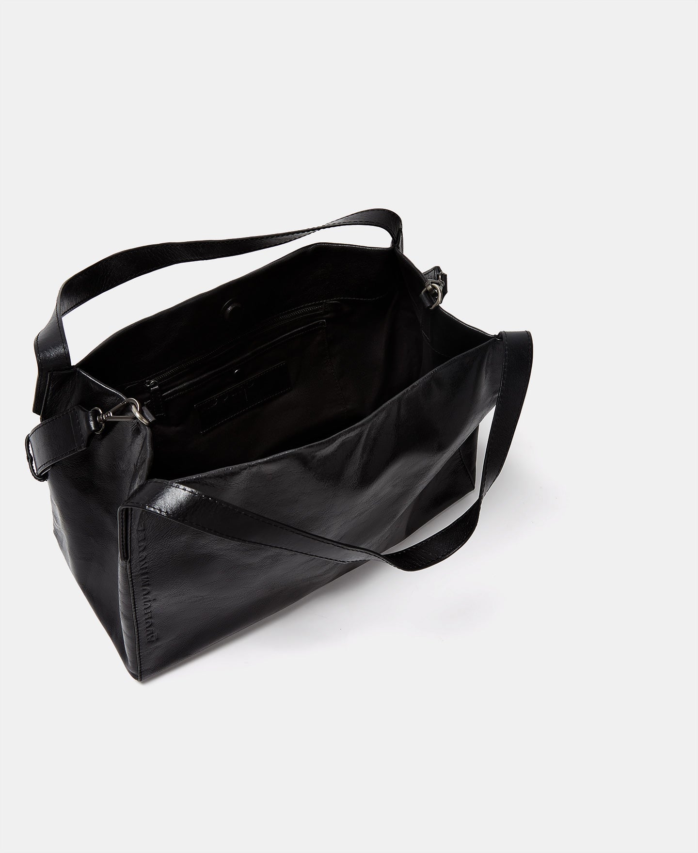Black Crackle Leather Shopper Bag