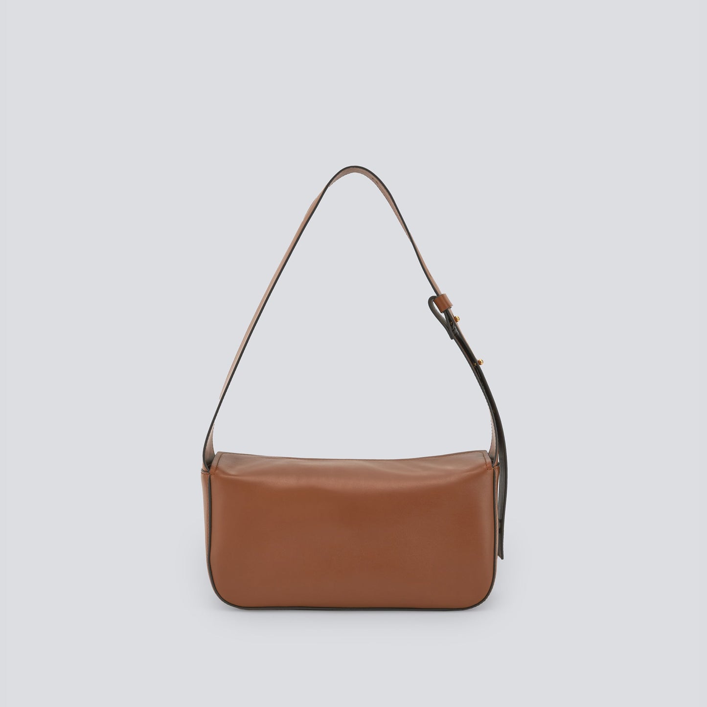 Buff Colour Medium Leather Baguette Bag