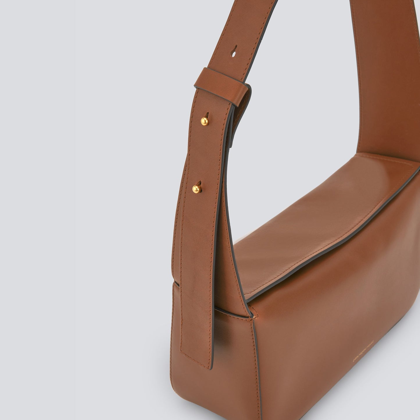 Buff Colour Medium Leather Baguette Bag