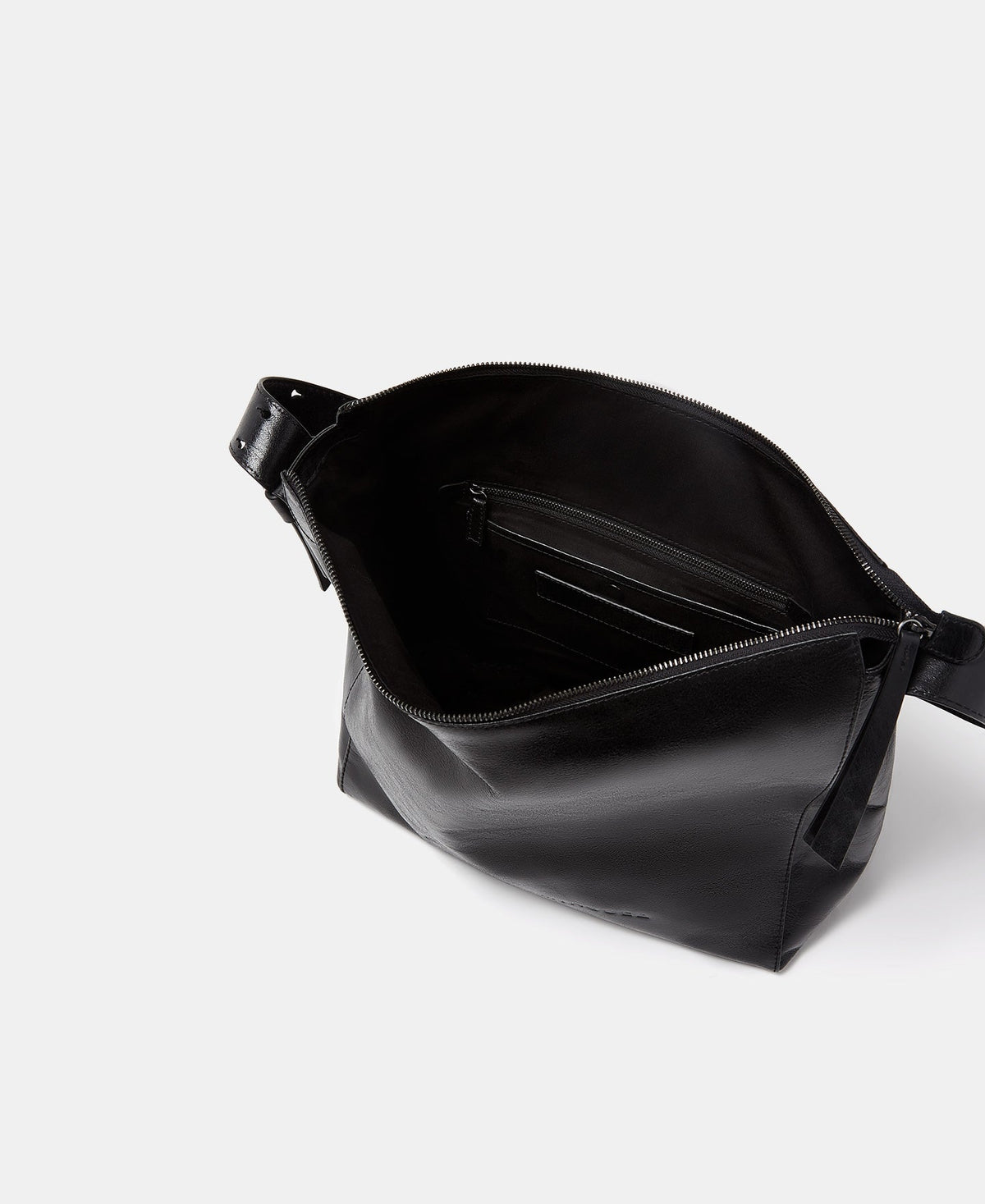 Black Crackled Leather Hobo Bag