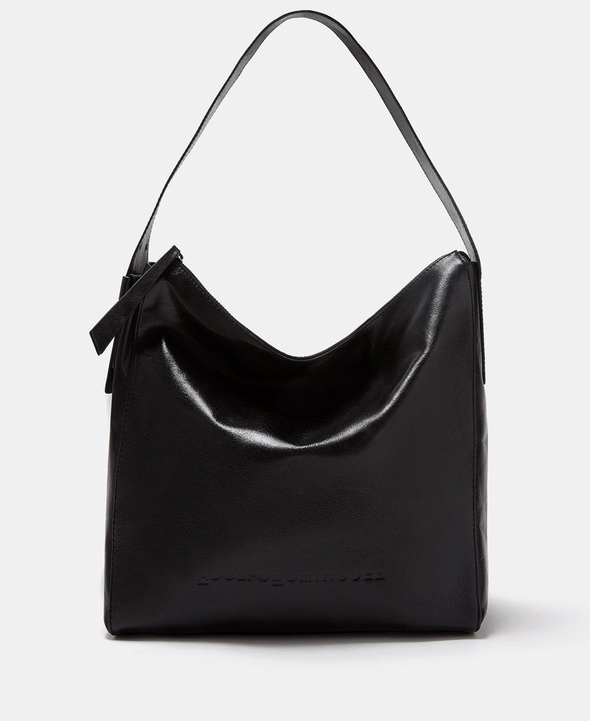 Black Crackled Leather Hobo Bag
