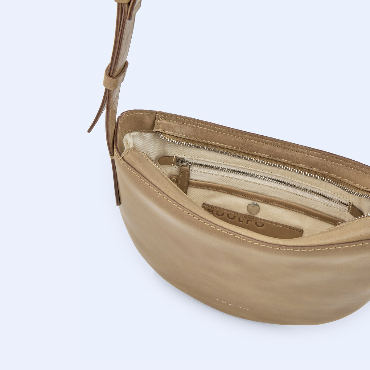Taupe/Beige Med. Leather Hobo Bag