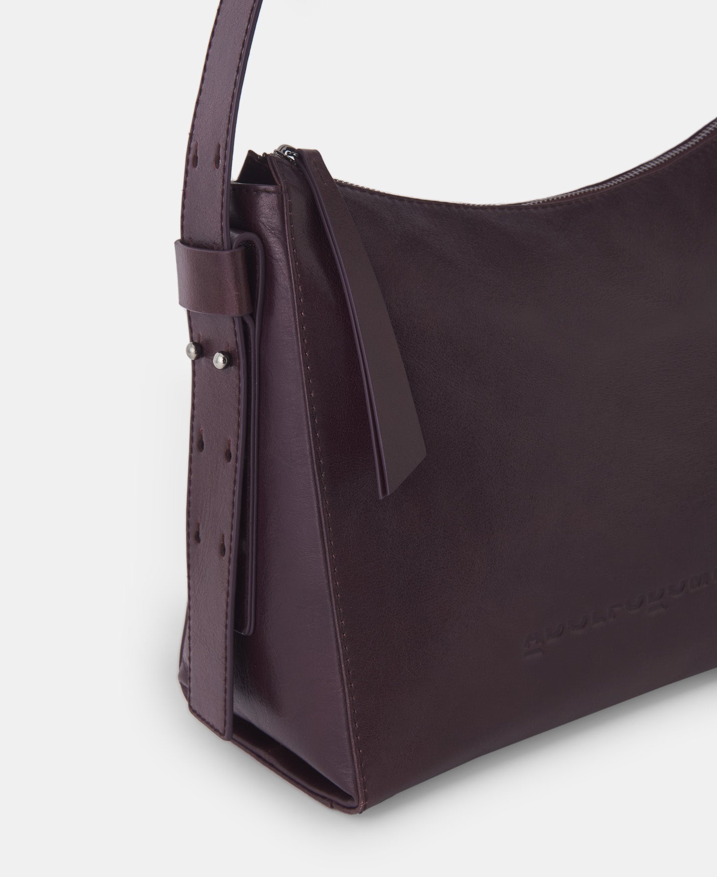 Burgundy Glossy Crackled Leather Hobo Bag