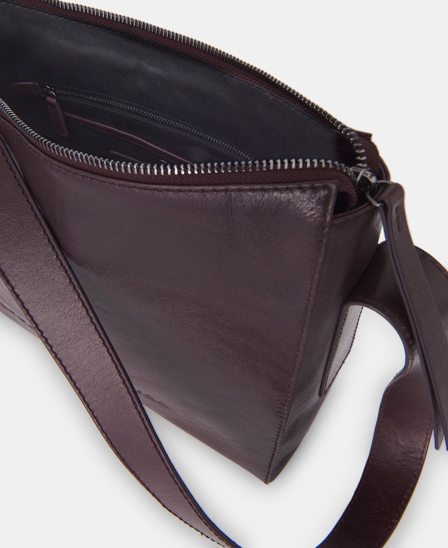 Burgundy Glossy Crackled Leather Hobo Bag