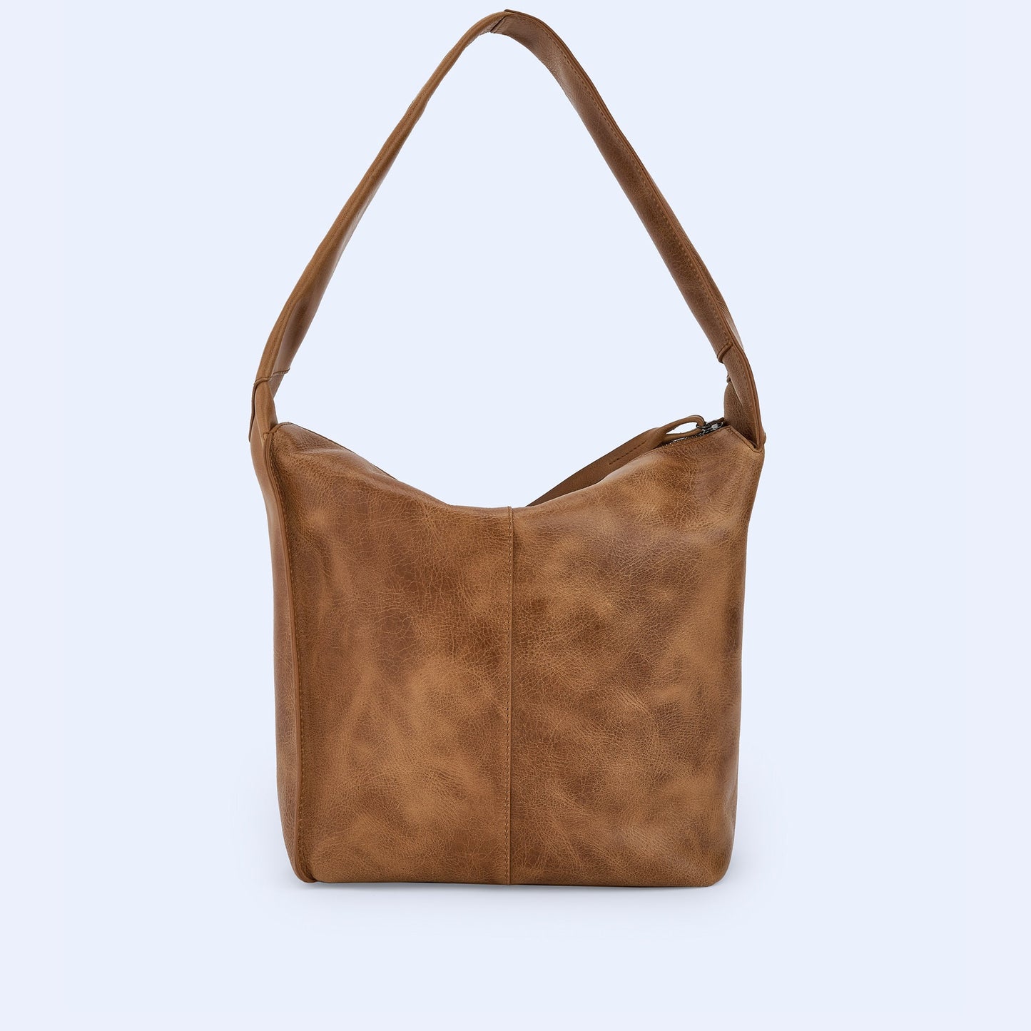 Camel Crackle Effect Medium Hobo Bag
