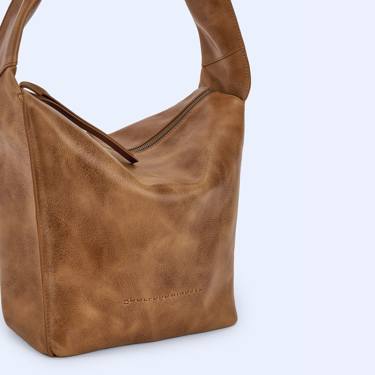 Camel Crackle Effect Medium Hobo Bag