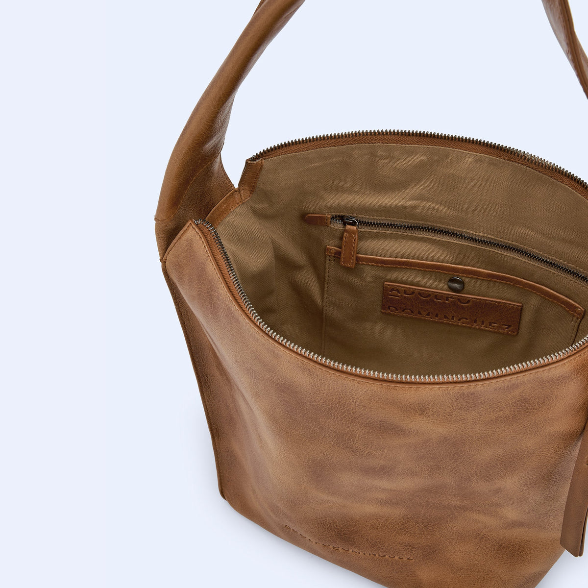 Camel Crackle Effect Medium Hobo Bag