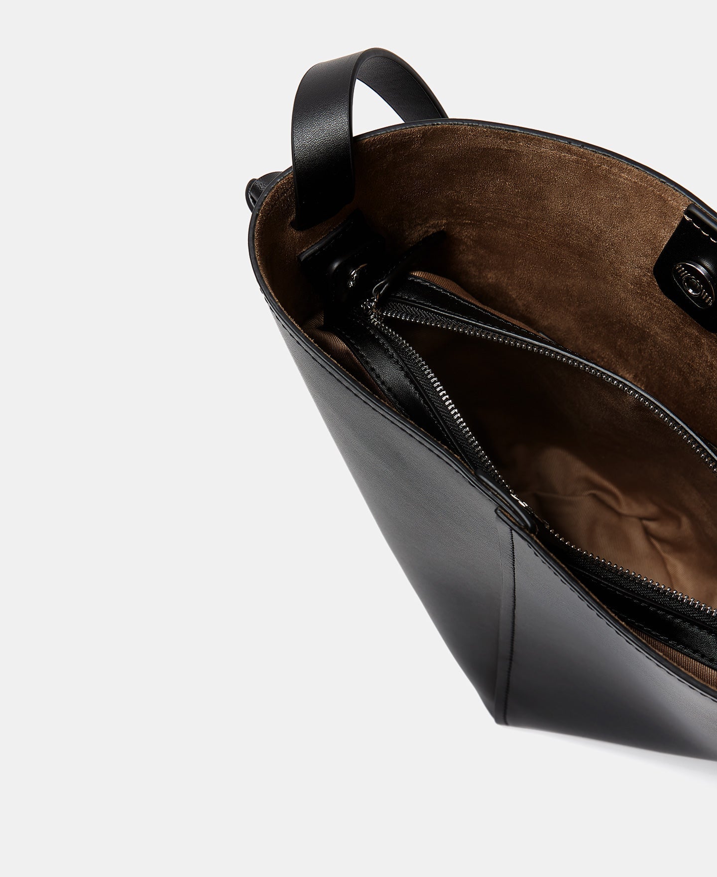 Black Vachetta Leather Bag Triangular Base