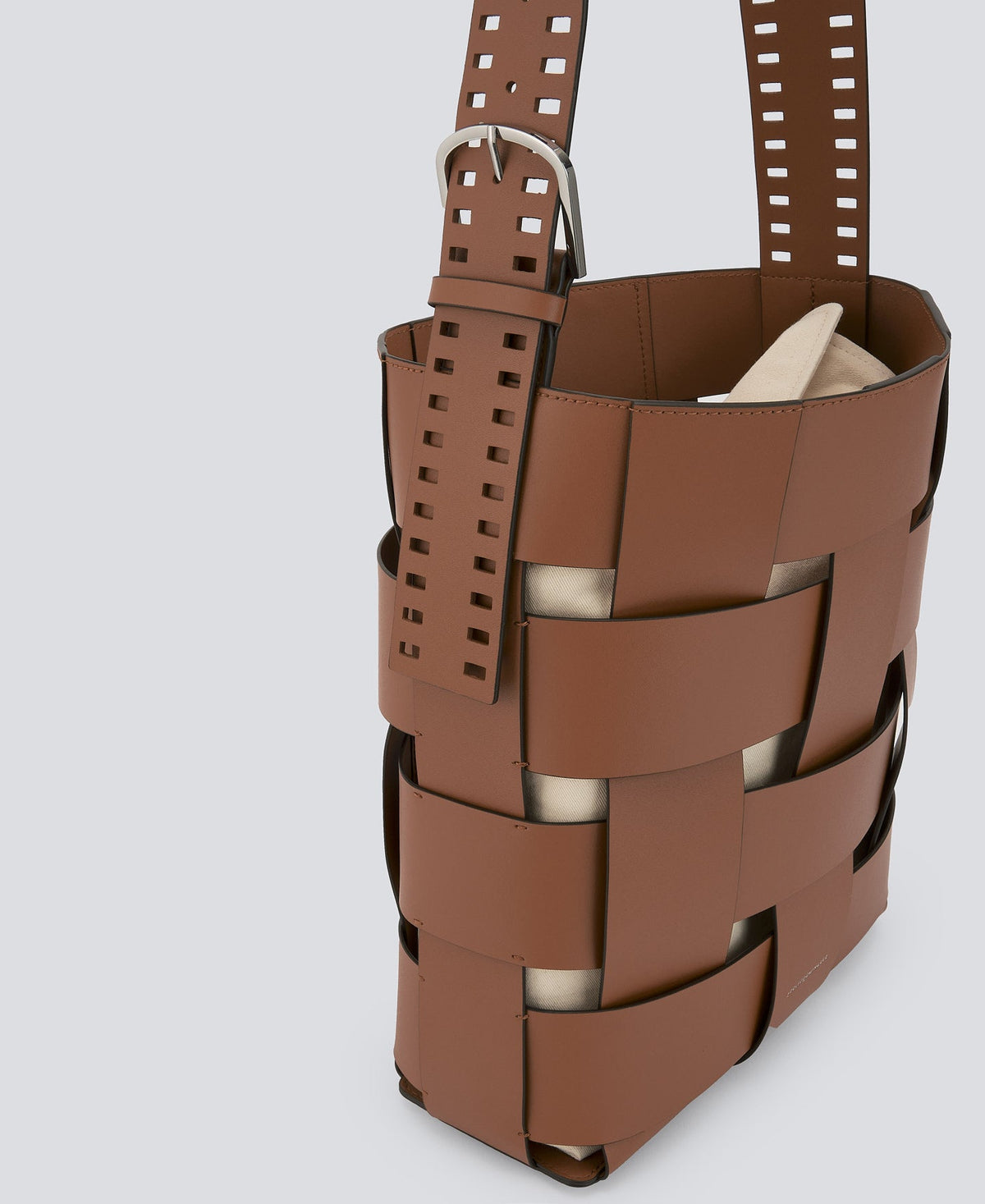 Dark Buff Braided Leather Hobo Bag
