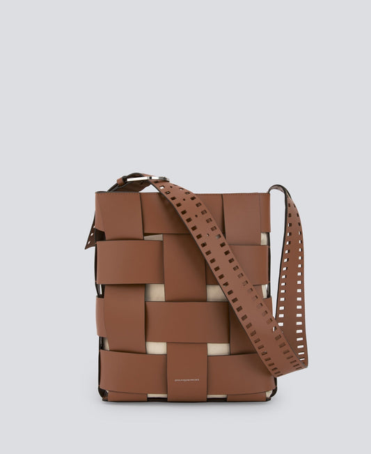 Dark Buff Braided Leather Hobo Bag