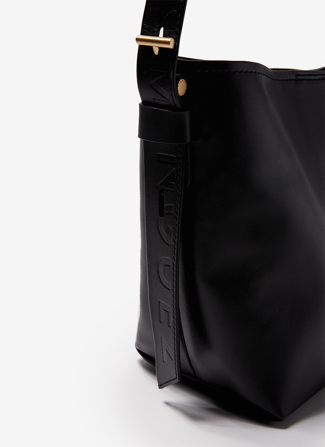 Black Smooth Leather Mini Bucket Bag