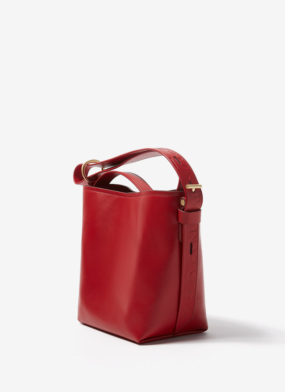 Red Smooth Leather Mini Bucket Bag
