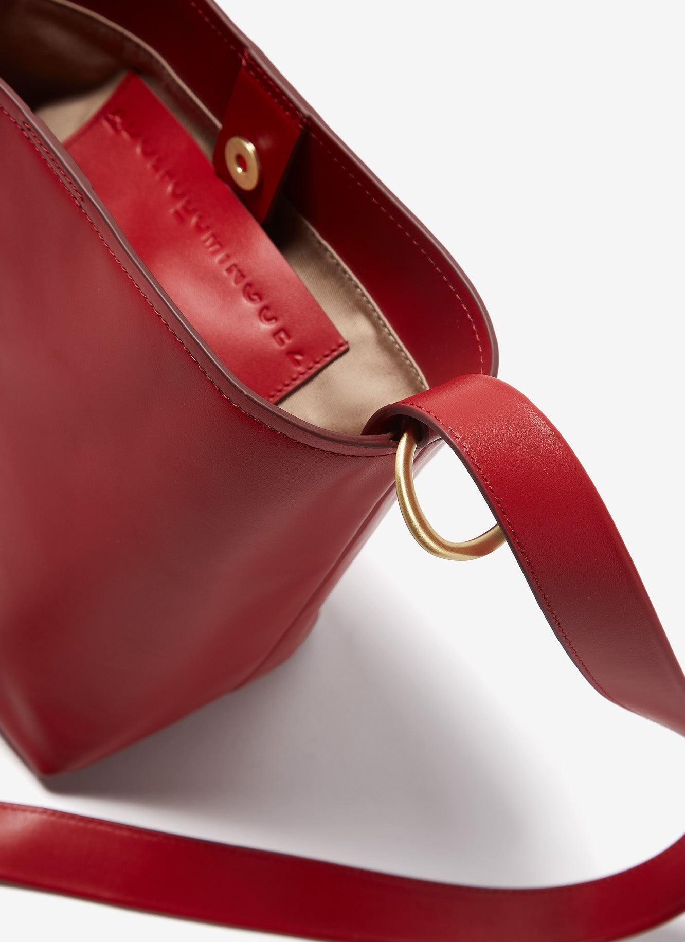 Red Smooth Leather Mini Bucket Bag