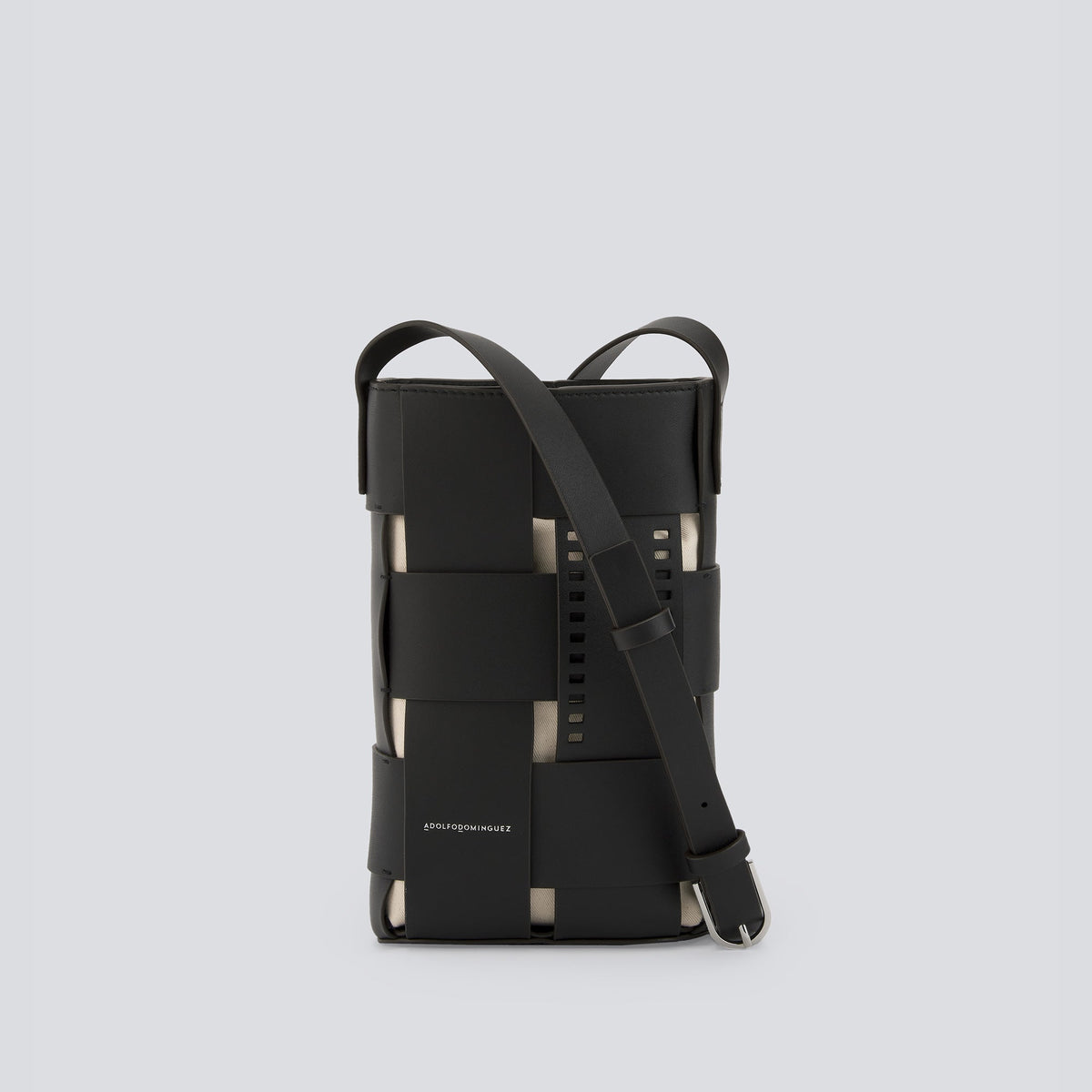 Black Braided Leather Crossbody Bag