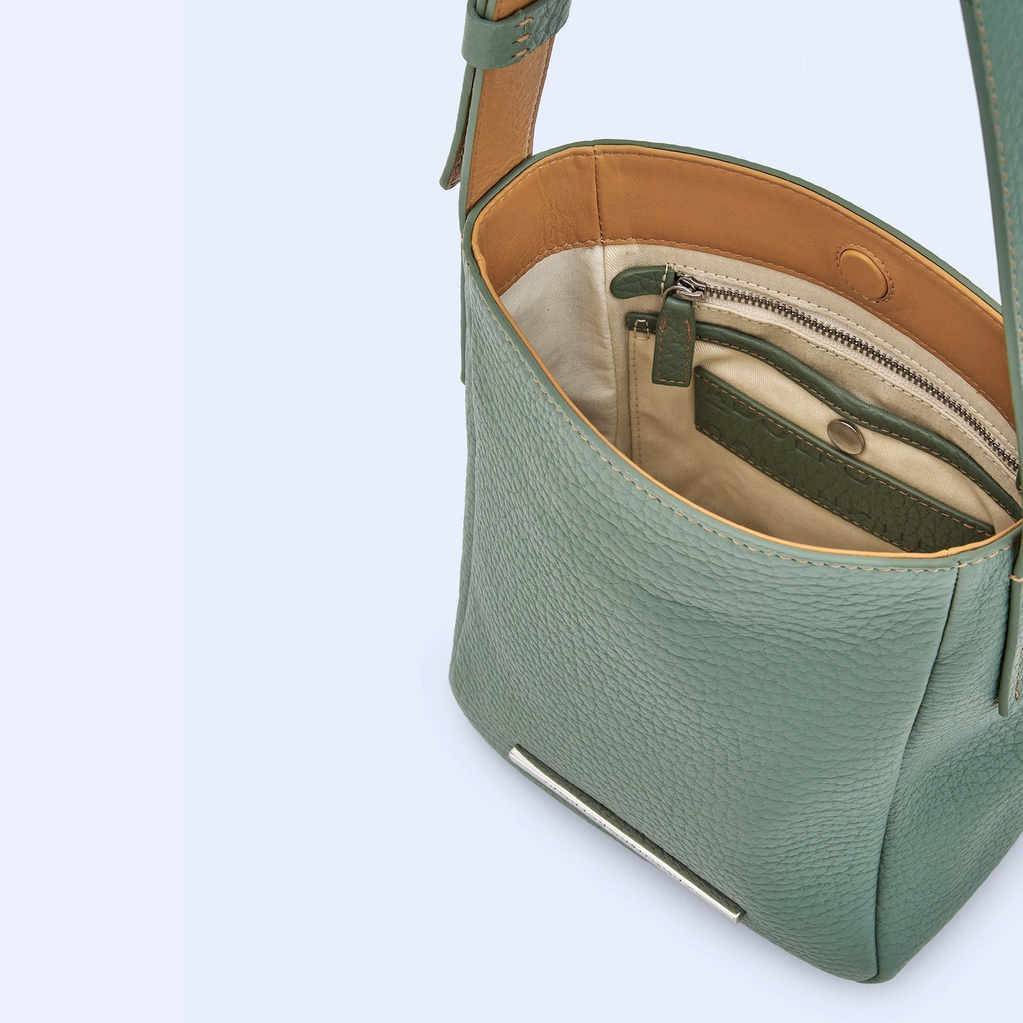 Green Leather Mini Hobo Bag