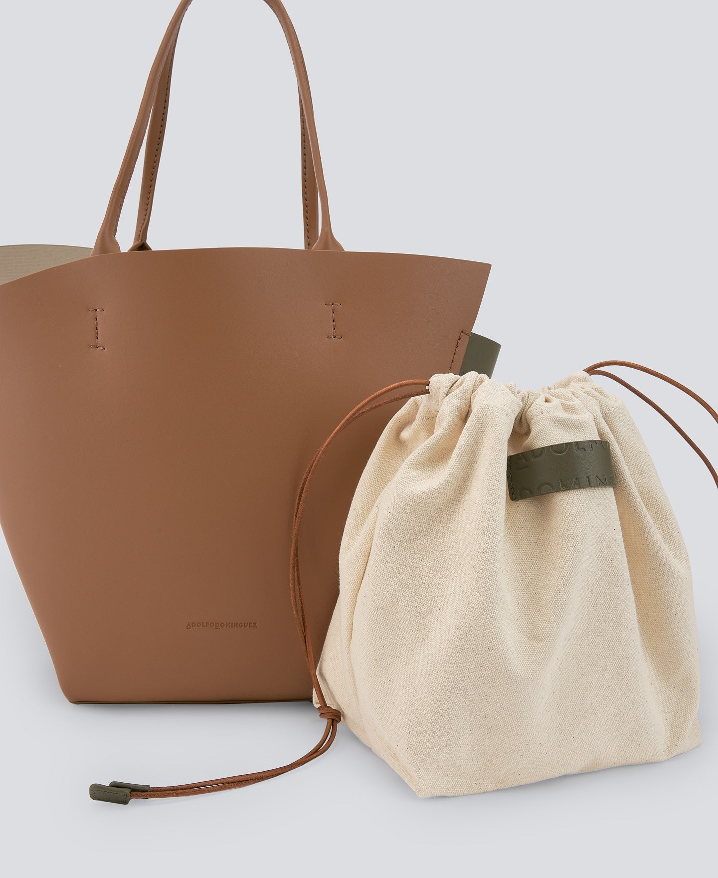 Buff Colour Asymmetric Leather Shopper Bag