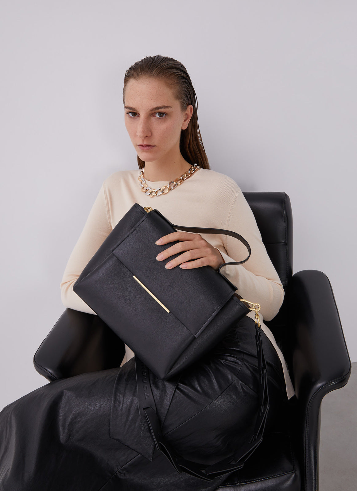 Black Vachetta Leather Lady Bag