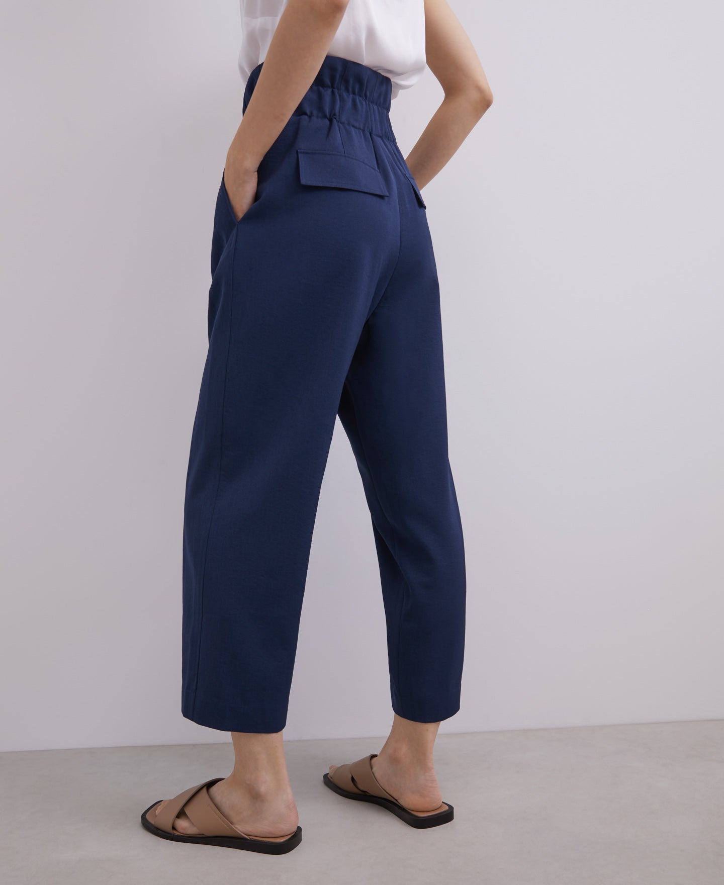 Navy Blue High Rise Trousers With Darts